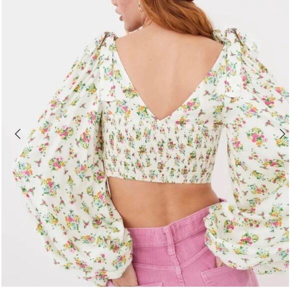 For Love And Lemons Tanya Corset Crop Top XS NWT Bloomcore Boho Fairy Milkmaid - Picture 3 of 8